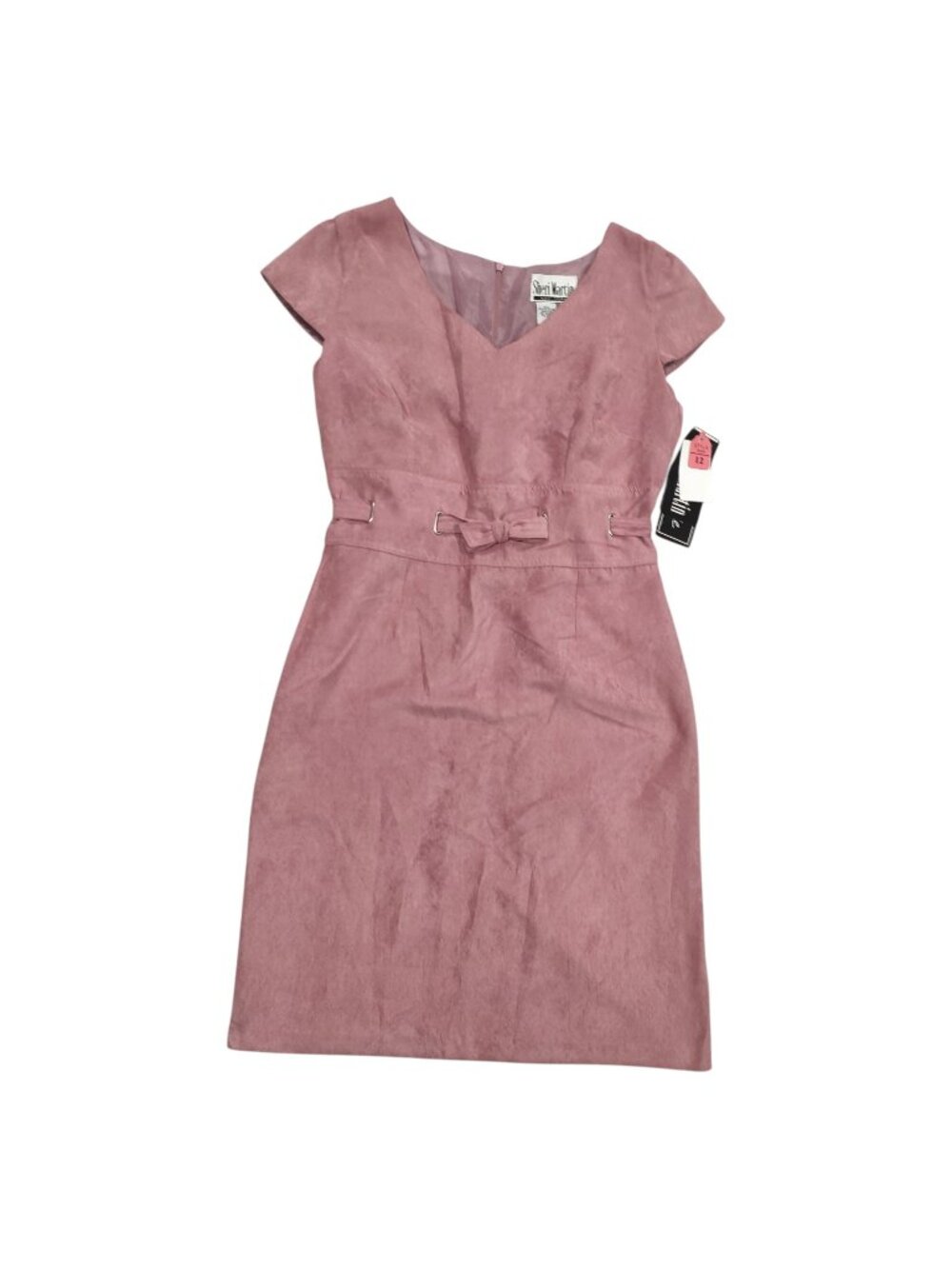 Sheri Martin Dusty Pink Faux Suede Dress with Bow Size 12 (L) New with Tags NWT